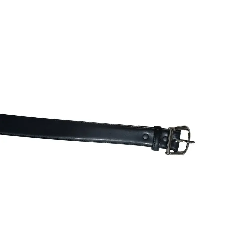 Belt By Sherman Dress Belt Mens 38 Black Genuine Italian Leather Silver Buckle